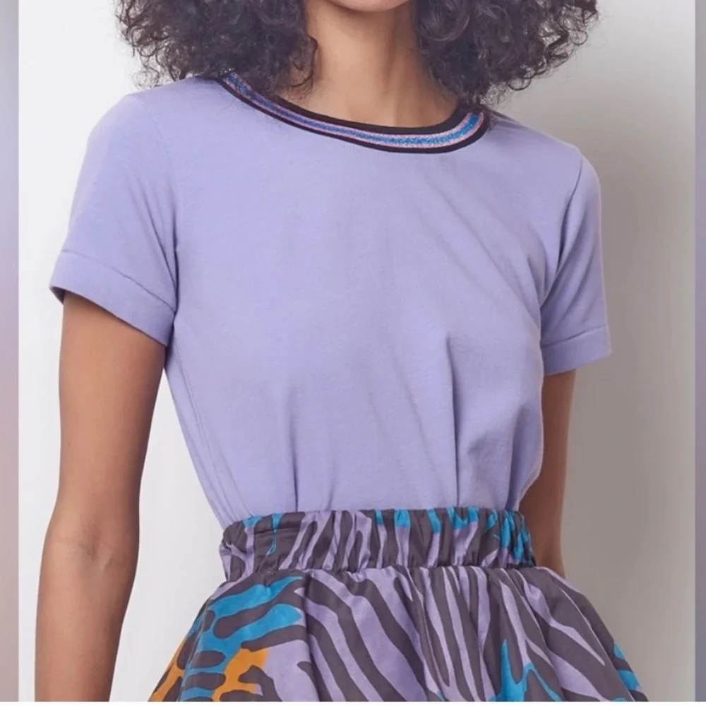 Corey Lynn Calter Molly Cotton Ringer Tee in Purple - Size XS